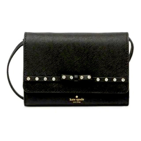 kate spade Handbags - Kate Spade Laurel Way Jeweled Summer Black Crossbody Clutch